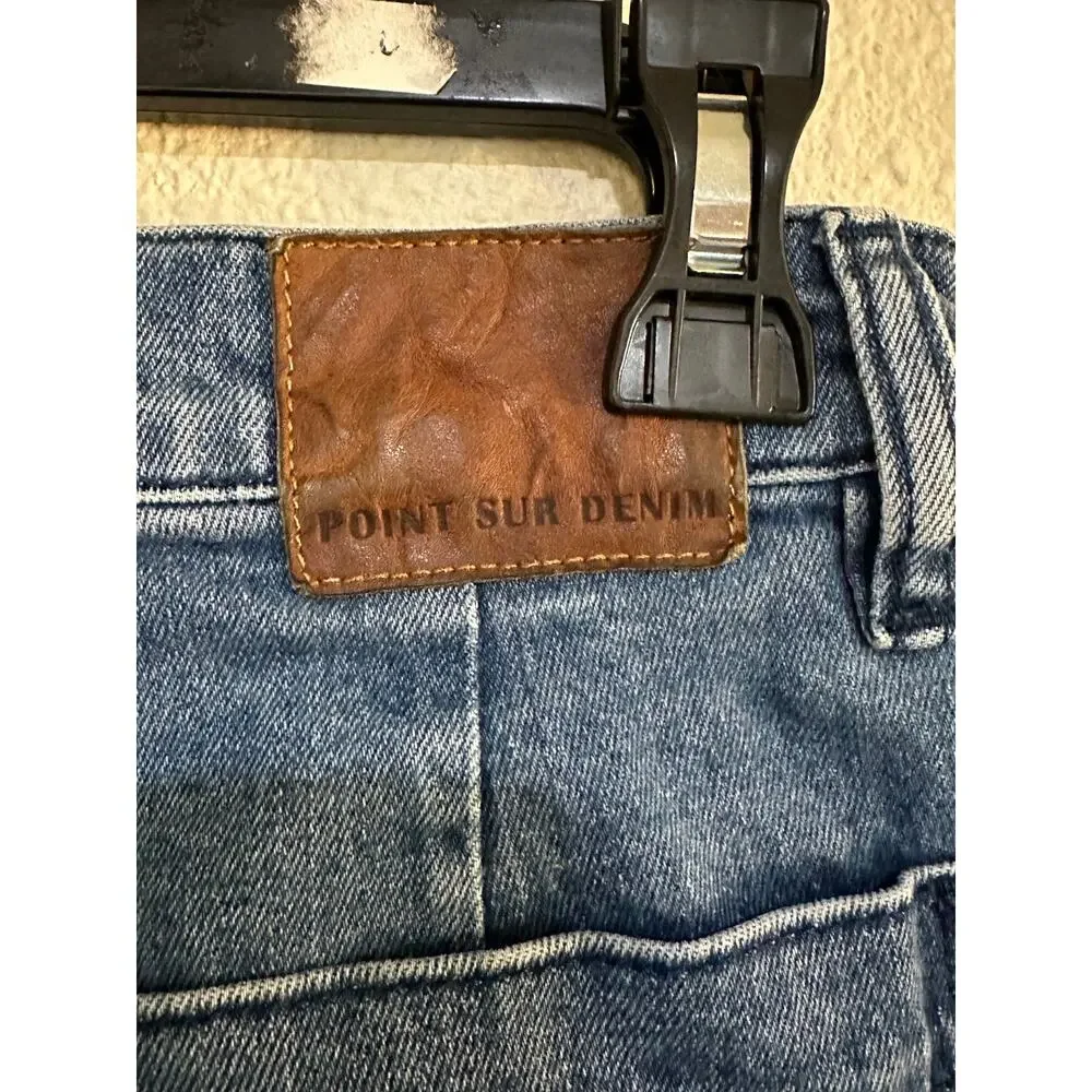 Point Sur Wide Leg Cropped Jeans Size 28 High Rise Blue Denim